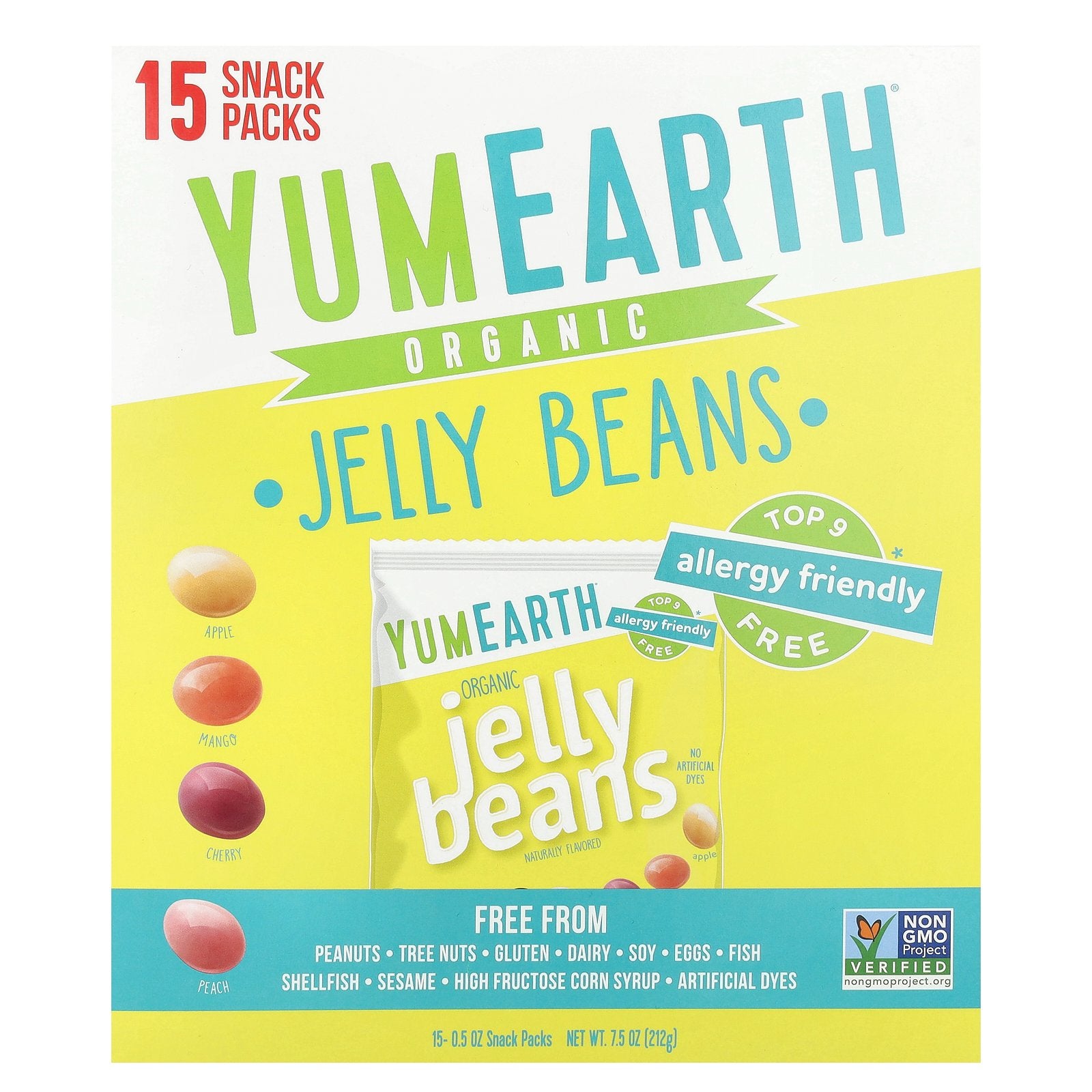 YumEarth, Organic Jelly Beans, 15 Snack Packs, 0.5 oz (14 g) Each