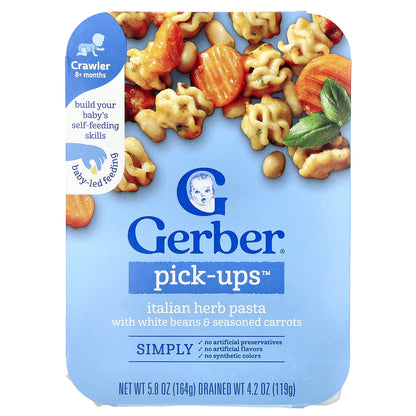 Gerber, Pick-Ups™, Italian Herb Pasta With White Beans & Seasoned Carrots, 8+ Months, 5.8 oz (164 g)