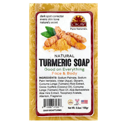 Okay Pure Naturals, Natural Turmeric Bar Soap, Face & Body, 5.5 oz (155 g)
