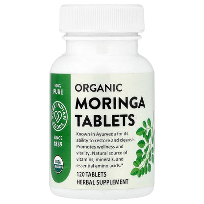 Pure Indian Foods, Organic Moringa Tablets , 120 Tablets (400 mg per Tablet)