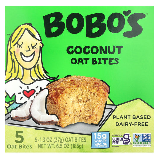 Bobo's Oat Bars, Coconut Oat Bites, 5 Bites, 1.3 oz (37 g) Each