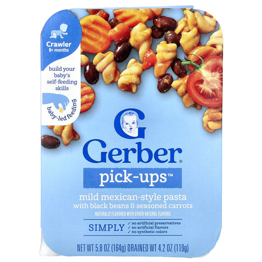 Gerber, Pick-Ups™, Mild Mexican-Style Pasta With Black Beans & Seasoned Carrots, 8+ Months, 5.8 oz (164 g)