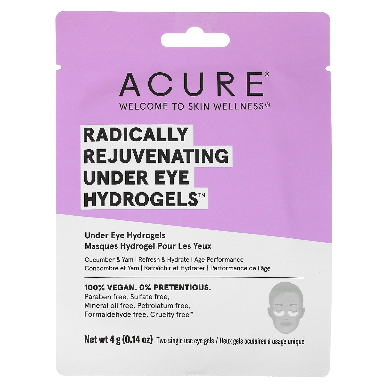 ACURE, Radically Rejuvenating, Under Eye Hydrogels, 2 Single Use Eye Gels, 0.14 fl oz (4 oz)