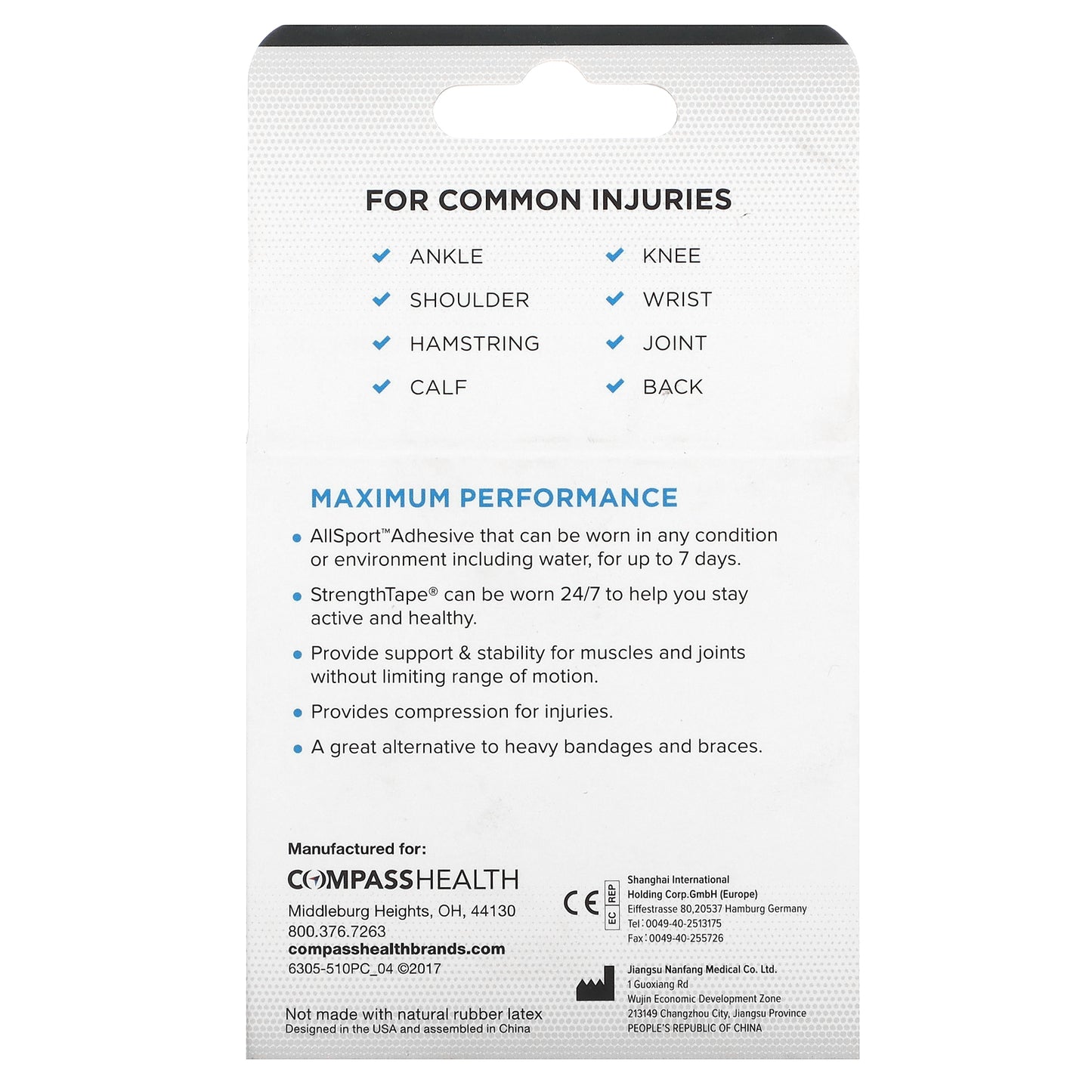 Strengthtape, Kinesiology Tape, Black, 20 Pre-Cut Strips