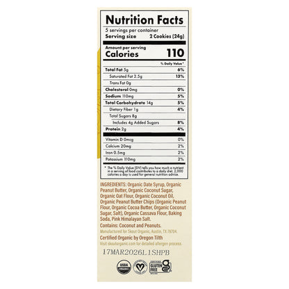 Skout Organic, Soft-Baked Cookies, Peanut Butter, 5 Pouches, 2 Cookies (24 g)  Each