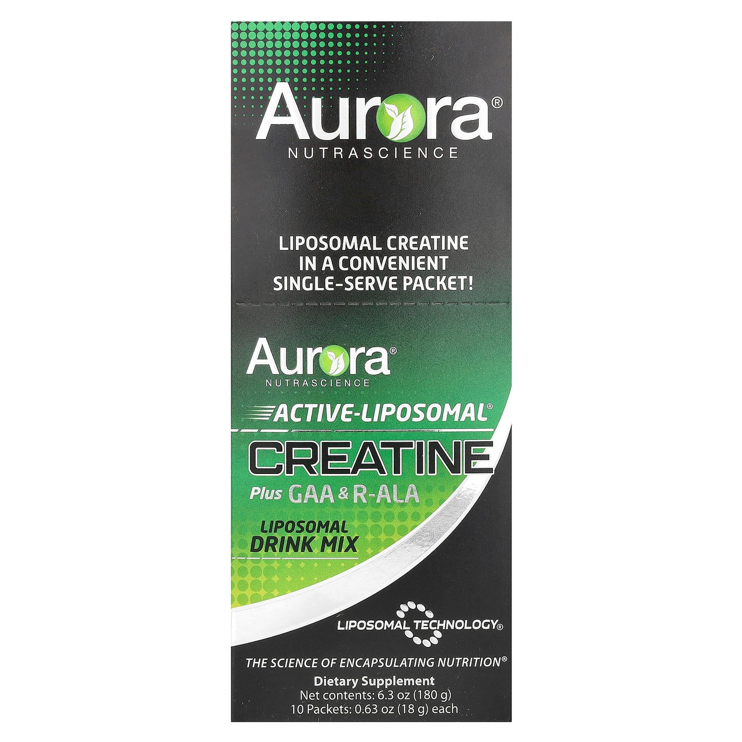 Aurora Nutrascience, Active-Liposomal® Creatine Plus GAA & R-ALA, 10 Packets 0.63 oz (18 g) Each