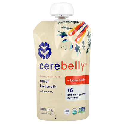 Cerebelly, Organic Baby Puree, Carrot, Beef Broth with Rosemary, 6 Pouches, 4 oz (113 g) Each