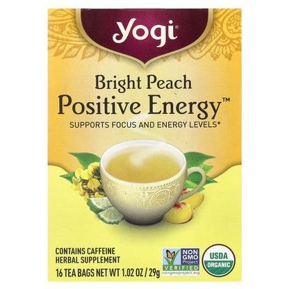 Yogi Tea, Positive Energy™, Bright Peach , 16 Tea Bags, 1.02 oz (29 g)