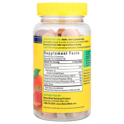 Nature Made, Calcium with Vitamin D3 Gummies, Cherry, Orange & Strawberry, 80 Gummies