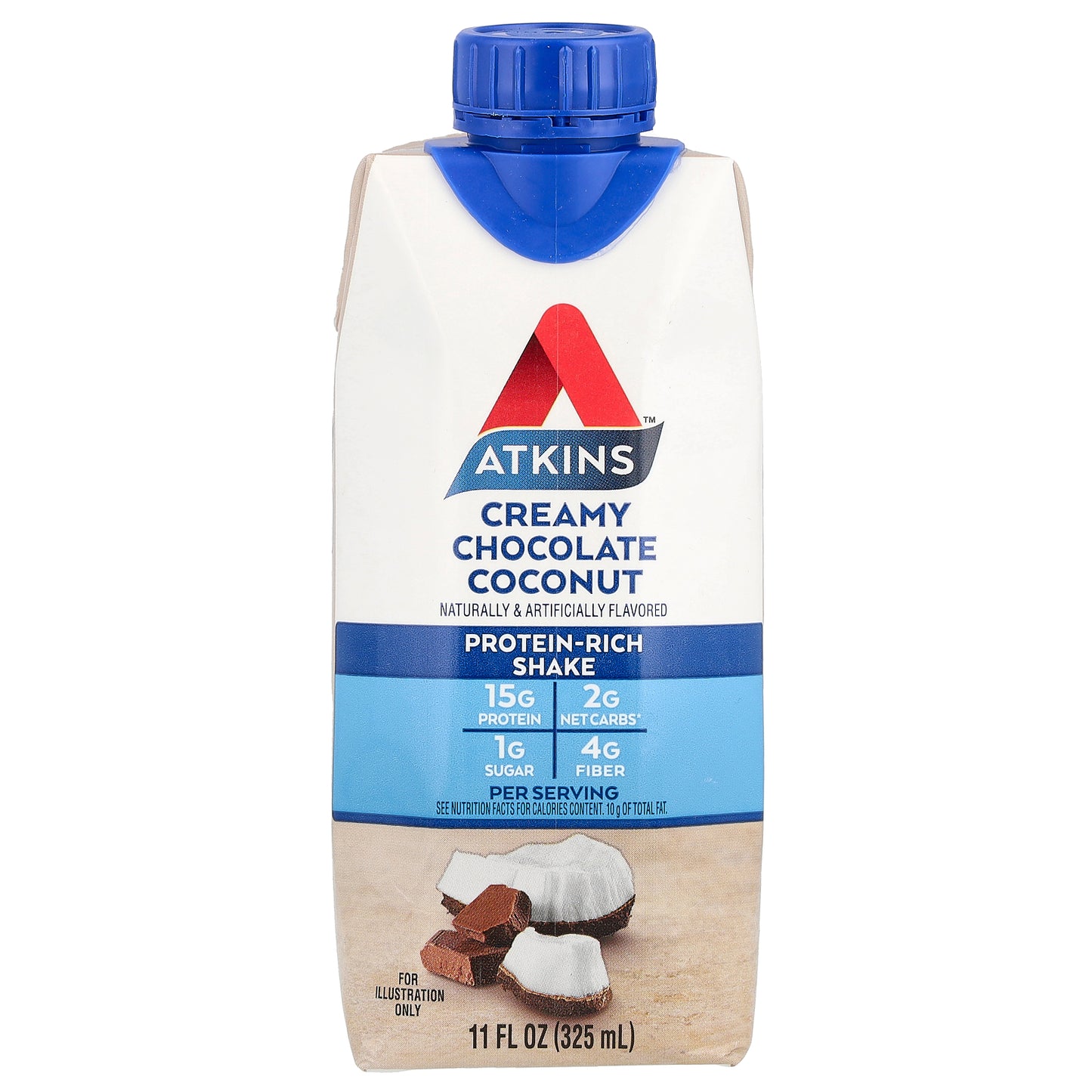 Atkins, Protein-Rich Shake, Creamy Chocolate Coconut, 4 Shakes, 11 fl oz (325 ml) Each