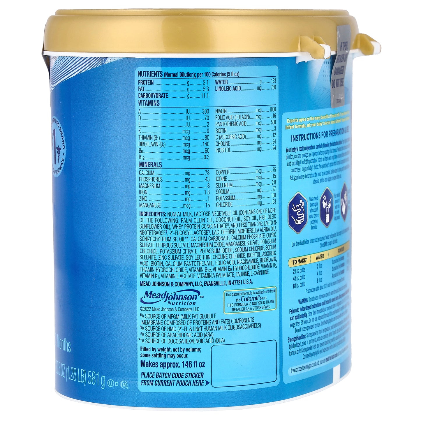 Enfamil, Enspire Optimum™, Infant Formula, Milk-Based Powder With Iron, 0-12 Months, 20.5 oz (581 g)