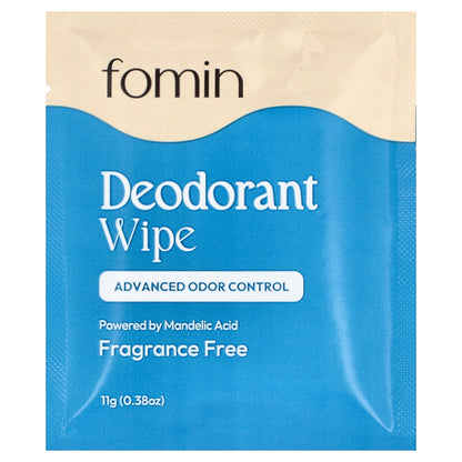 fomin, Deodorant Wipes, Fragrance Free, 15 Individually Wrapped Wipes