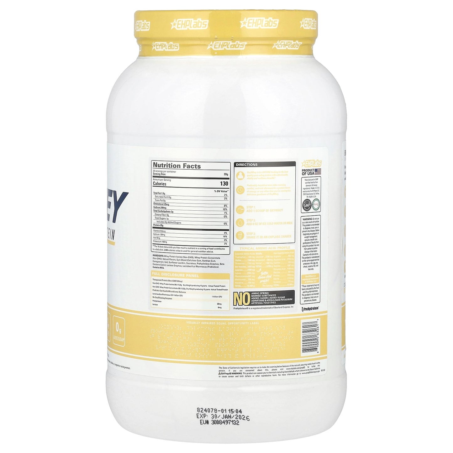 EHPlabs, OxyWhey, Daily Lean Whey Protein, Banana Popsicle, 1.82 lb (825 g)