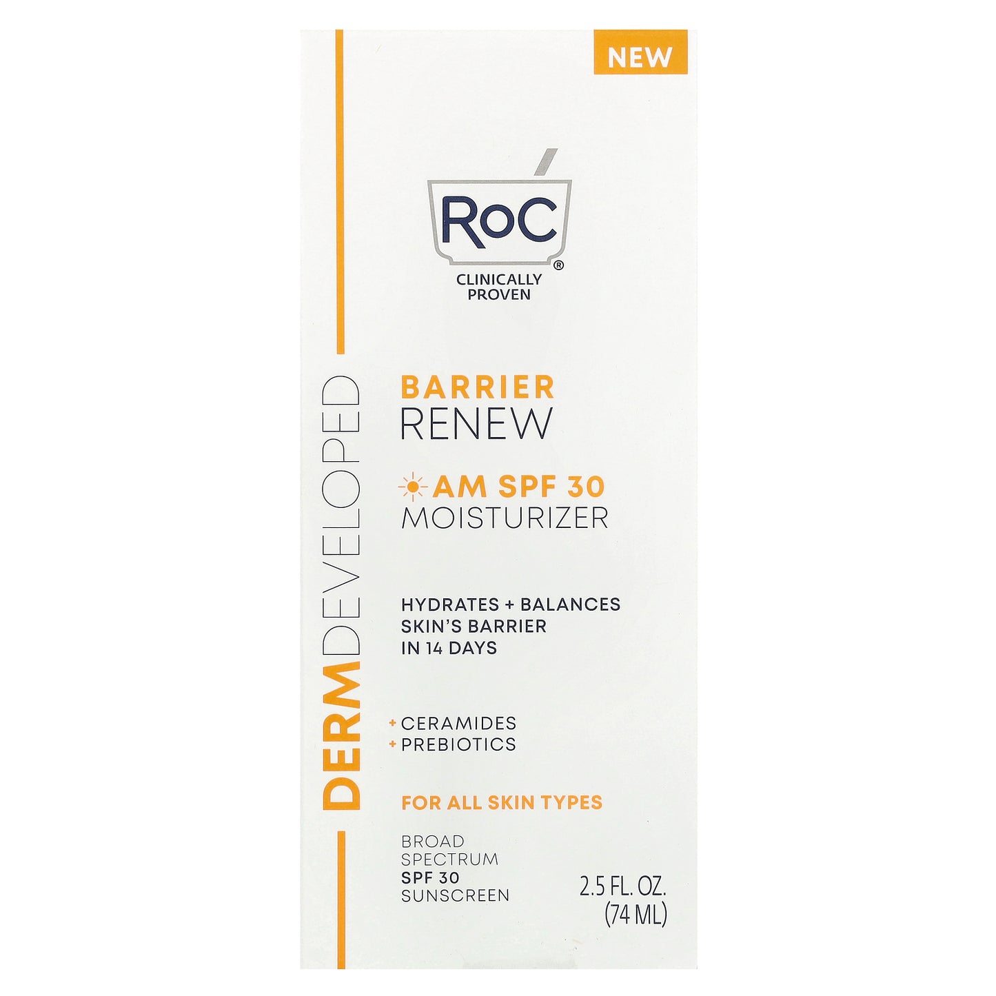 RoC, Barrier Renew, AM Moisturizer, SPF 30, Fragrance-Free, 2.5 fl oz (74 ml)