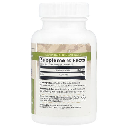 NutraLife, Biotin, 10,000 mcg, 120 Easy Chew Tablets