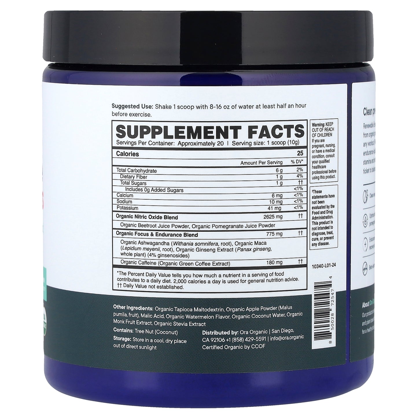 Ora, Renewable Energy Plus, Performance Pre-Workout, Watermelon, 7.1 oz (200 g)