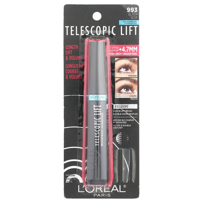 L'Oréal, Telescopic Lift, Waterproof Mascara, 993 Black, 0.33 fl oz (10 ml)