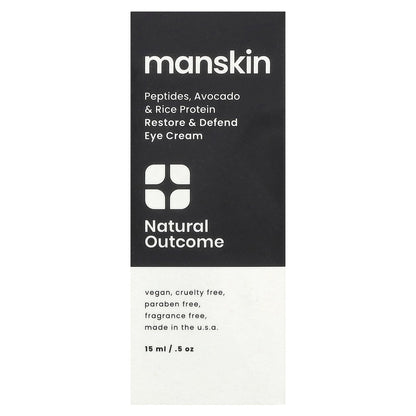 Natural Outcome, Man Skin, Restore & Defend Eye Cream, Fragrance Free, 0.5 oz (15 ml)