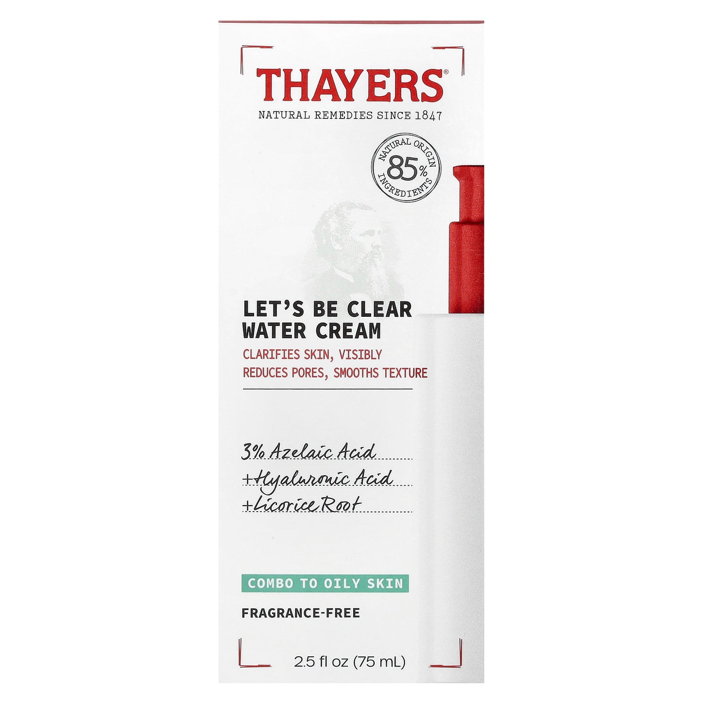 Thayers, Let's Be Clear Water Cream, Fragrance-Free, 2.5 fl oz (75 ml)