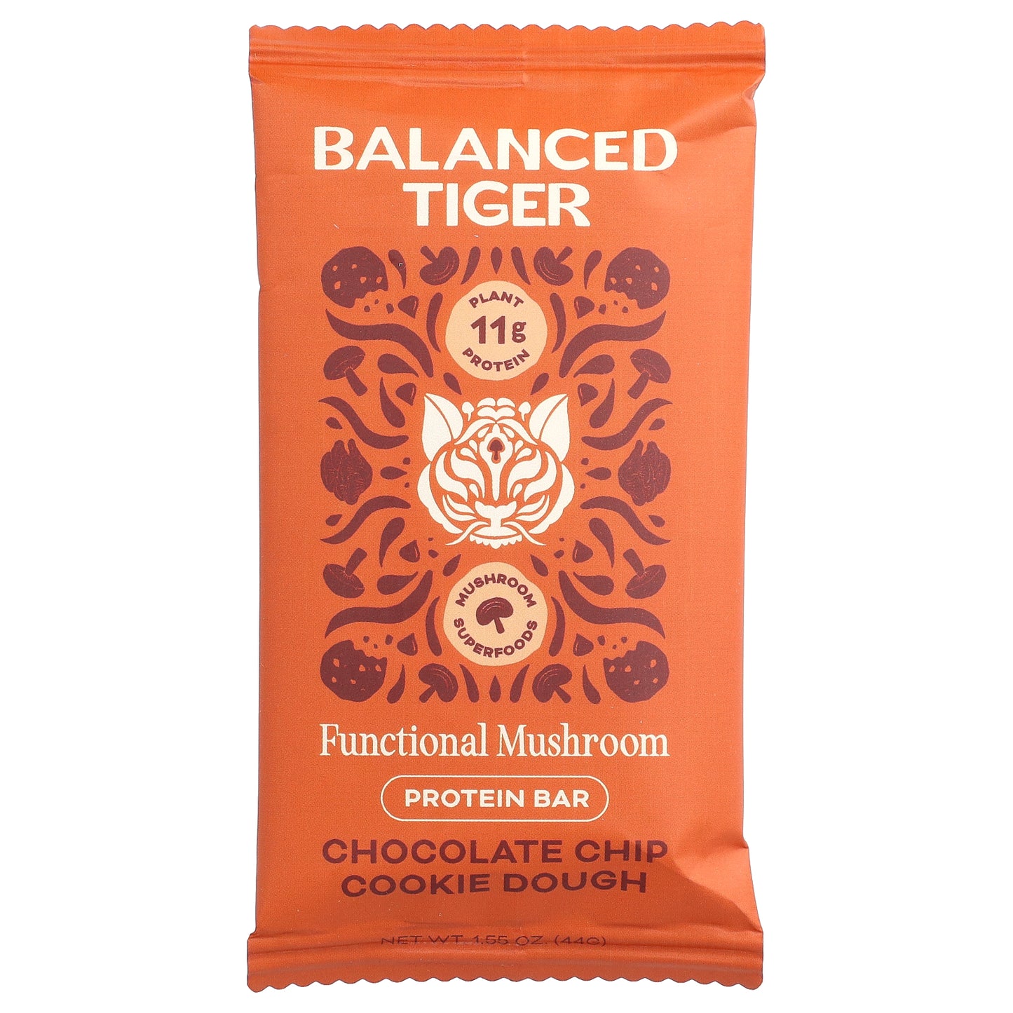 Balanced Tiger, Protein Bar, Chocolate Chip Cookie Dough, 12 Bars, 1.55 oz (44 g) Each
