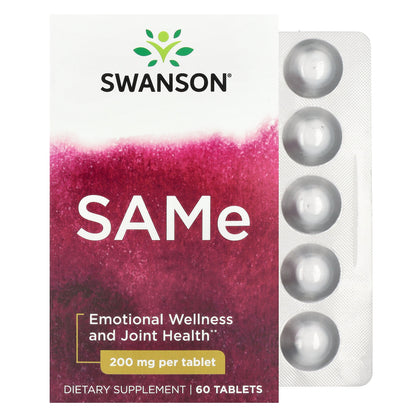 Swanson, SAMe, 60 Tablets (200 mg per Tablet)