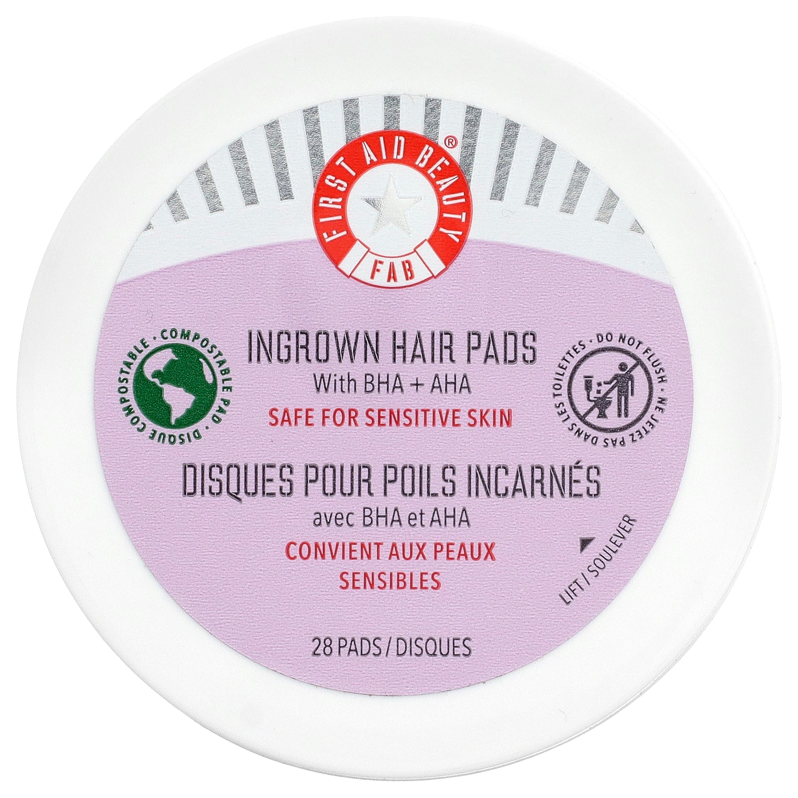 First Aid Beauty, Ingrown Hair Pads With BHA + AHA, 28 Pads
