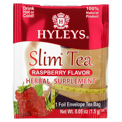 Hyleys Tea, Slim Tea, Raspberry, 25 Foil Envelope Tea Bags, 0.05 oz (1.5 g) Each