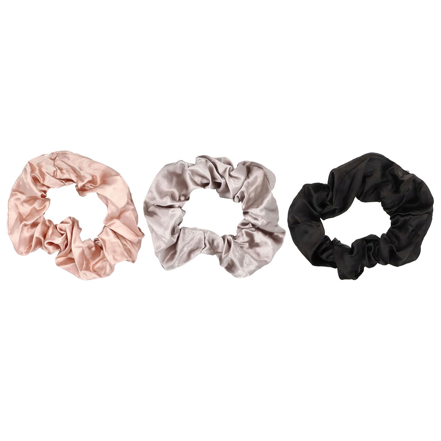 Giovanni, Satin Hair Scrunches, Extra Large, Blush, Gray and Black,  3 Counts