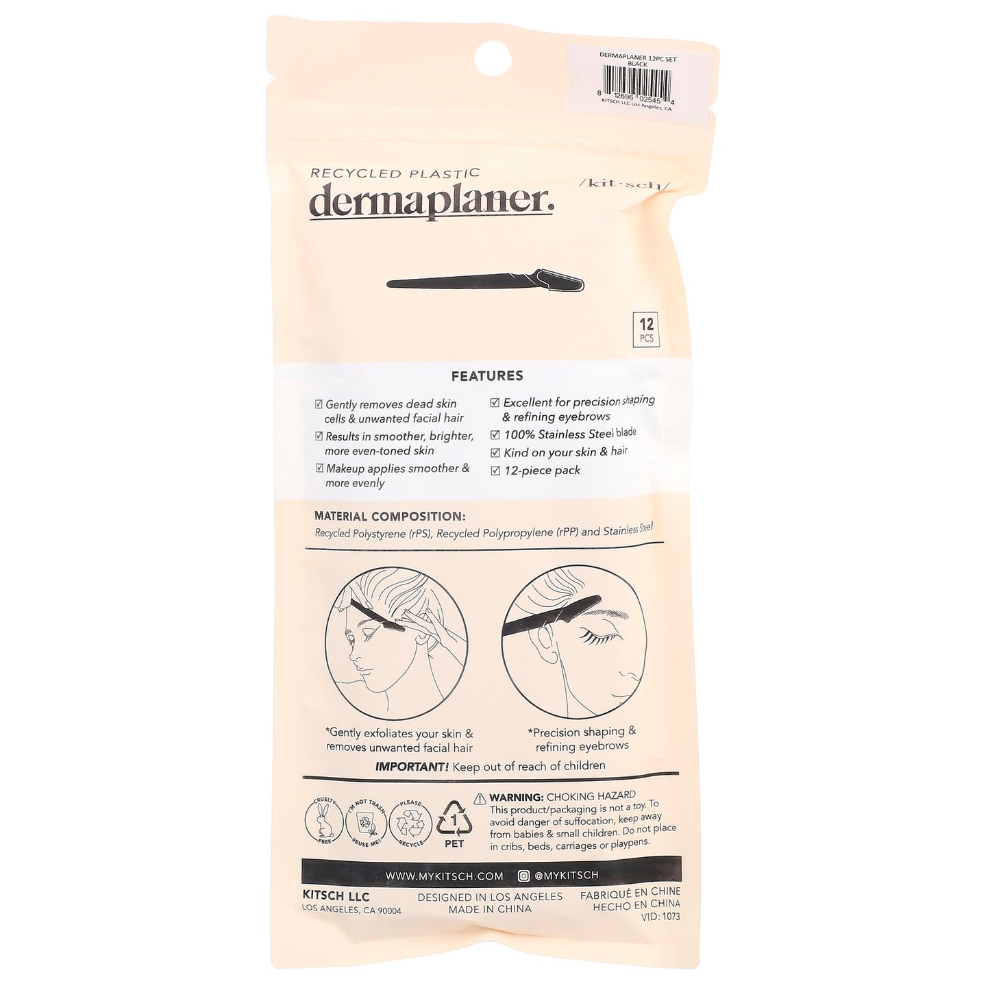 Kitsch, Facial Dermaplaner, 12 Count