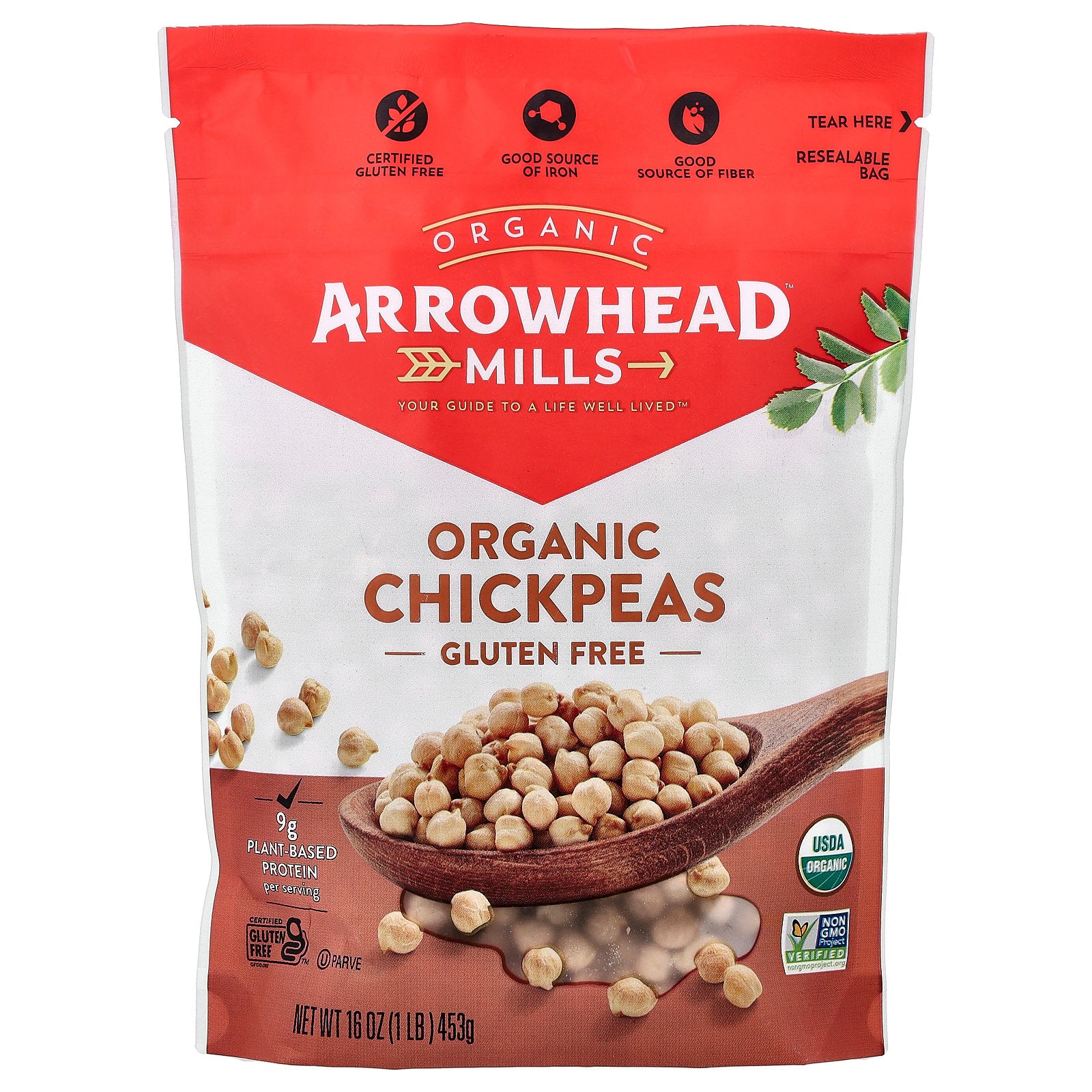 Arrowhead Mills, Organic Chickpeas, 16 oz (453 g)