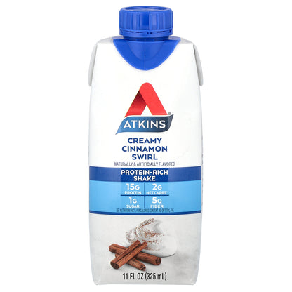 Atkins, Protein-Rich Shake, Creamy Cinnamon Swirl , 4 Shakes, 11 fl oz (325 ml) Each