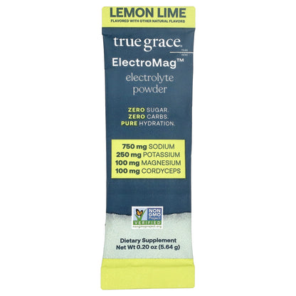 True Grace, ElectroMag™, Electrolyte Powder, Lemon Lime, 16 Stick Packs, 0.20 oz (5.64 g) Each