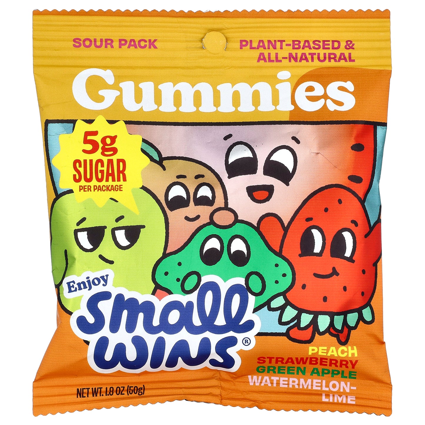 Enjoy Small Wins, Gummies, Sour Pack, Peach, Strawberry, Green Apple, Watermelon-Lime, 6 Packs, 1.8 oz (50 g) Each
