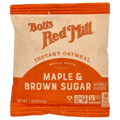 Bob's Red Mill, Instant Oatmeal, Whole Grain, Maple Brown Sugar, 6 Packets, 1.59 oz (45 g) Each
