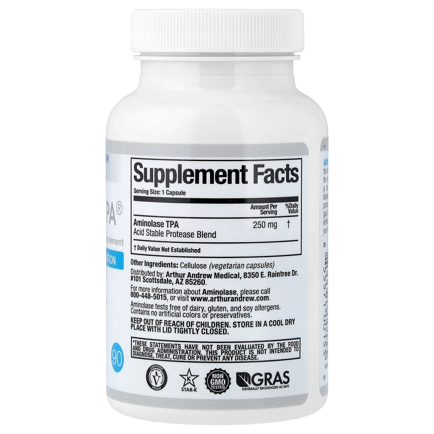 Arthur Andrew Medical, Aminolase TPA®, 90 Capsules (250 mg per Capsule)
