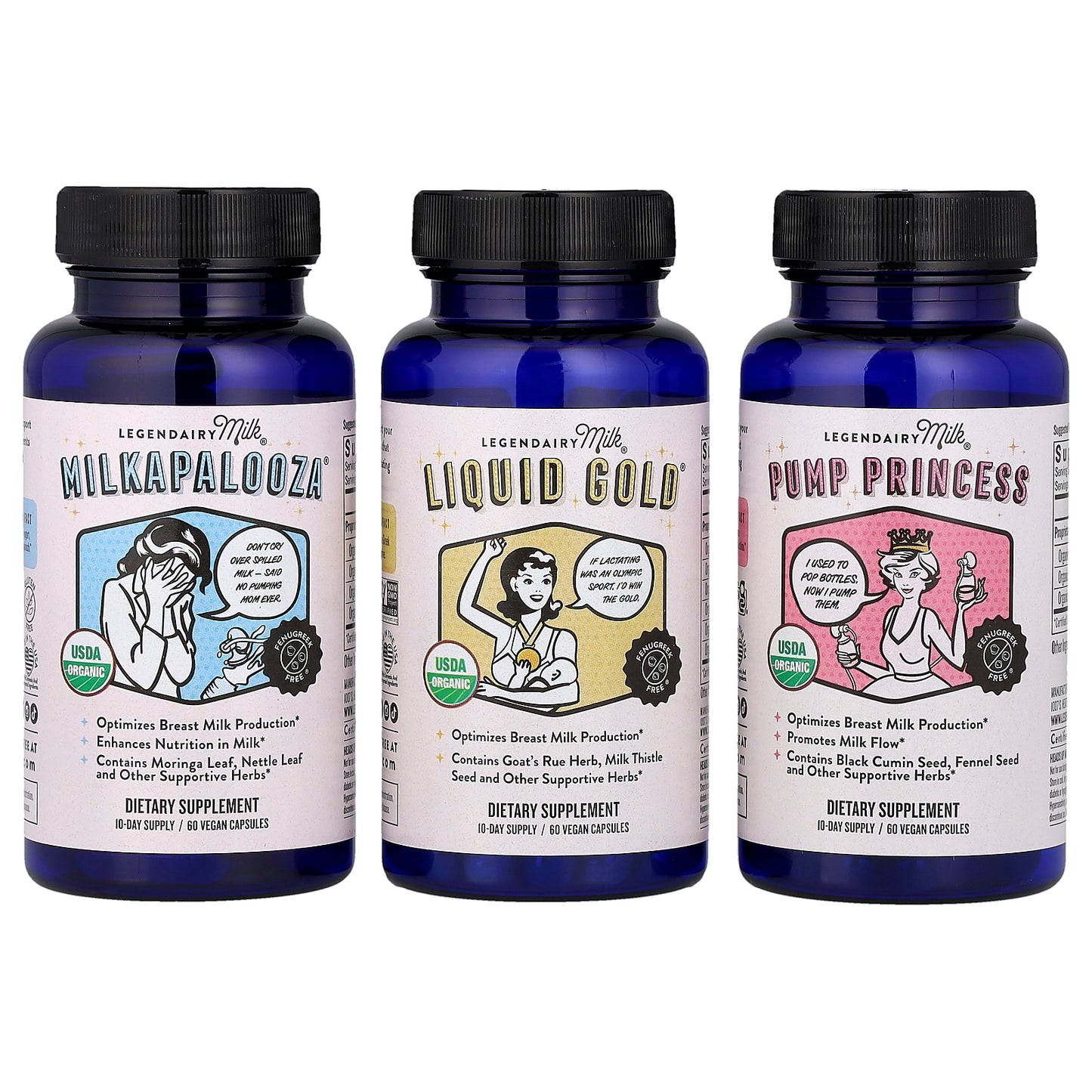 Legendairy Milk, Lactation Support Bundle, 3 Bottles, 60 Vegan Capsules Each