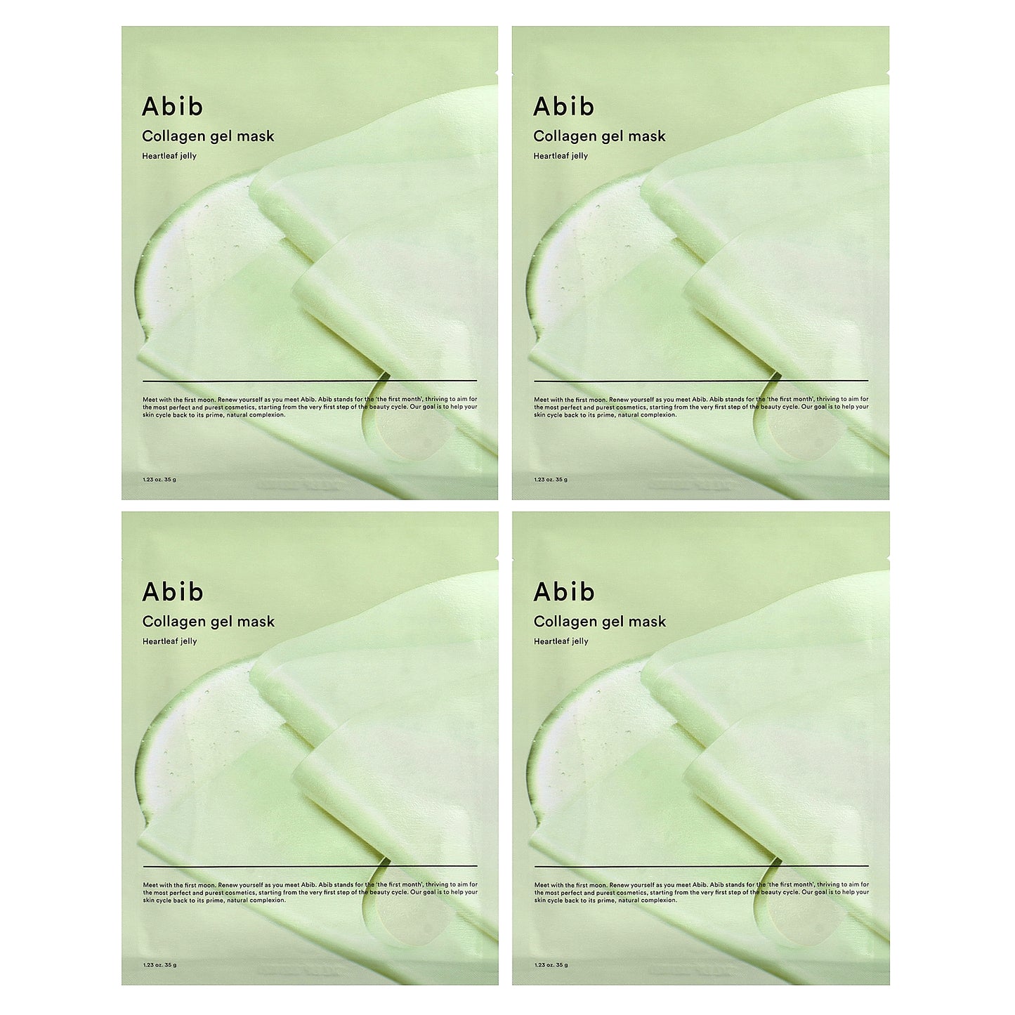 Abib, Collagen Gel Beauty Mask, Heartleaf Jelly, 4 Sheets, 1.23 oz (35 g) Each