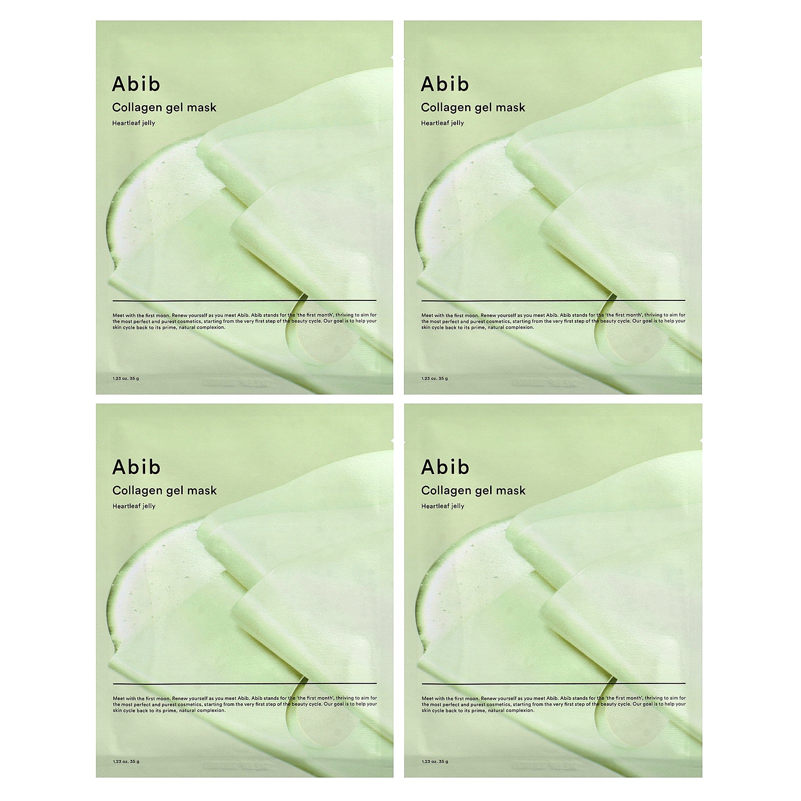 Abib, Collagen Gel Beauty Mask, Heartleaf Jelly, 4 Sheets, 1.23 oz (35 g) Each