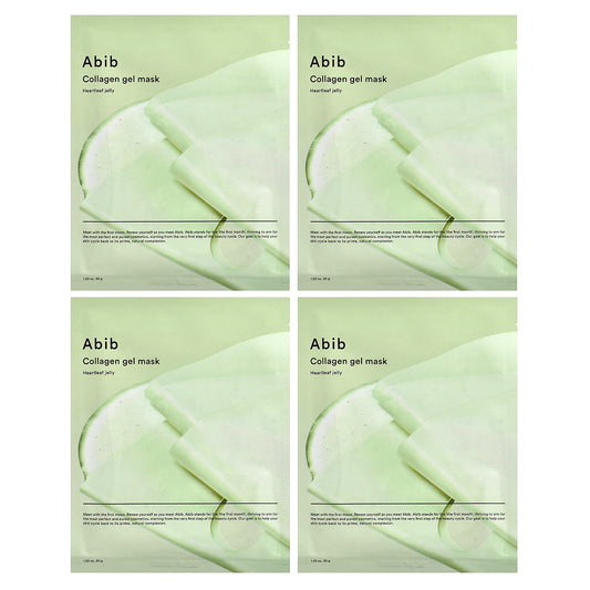 Abib, Collagen Gel Beauty Mask, Heartleaf Jelly, 4 Sheets, 1.23 oz (35 g) Each