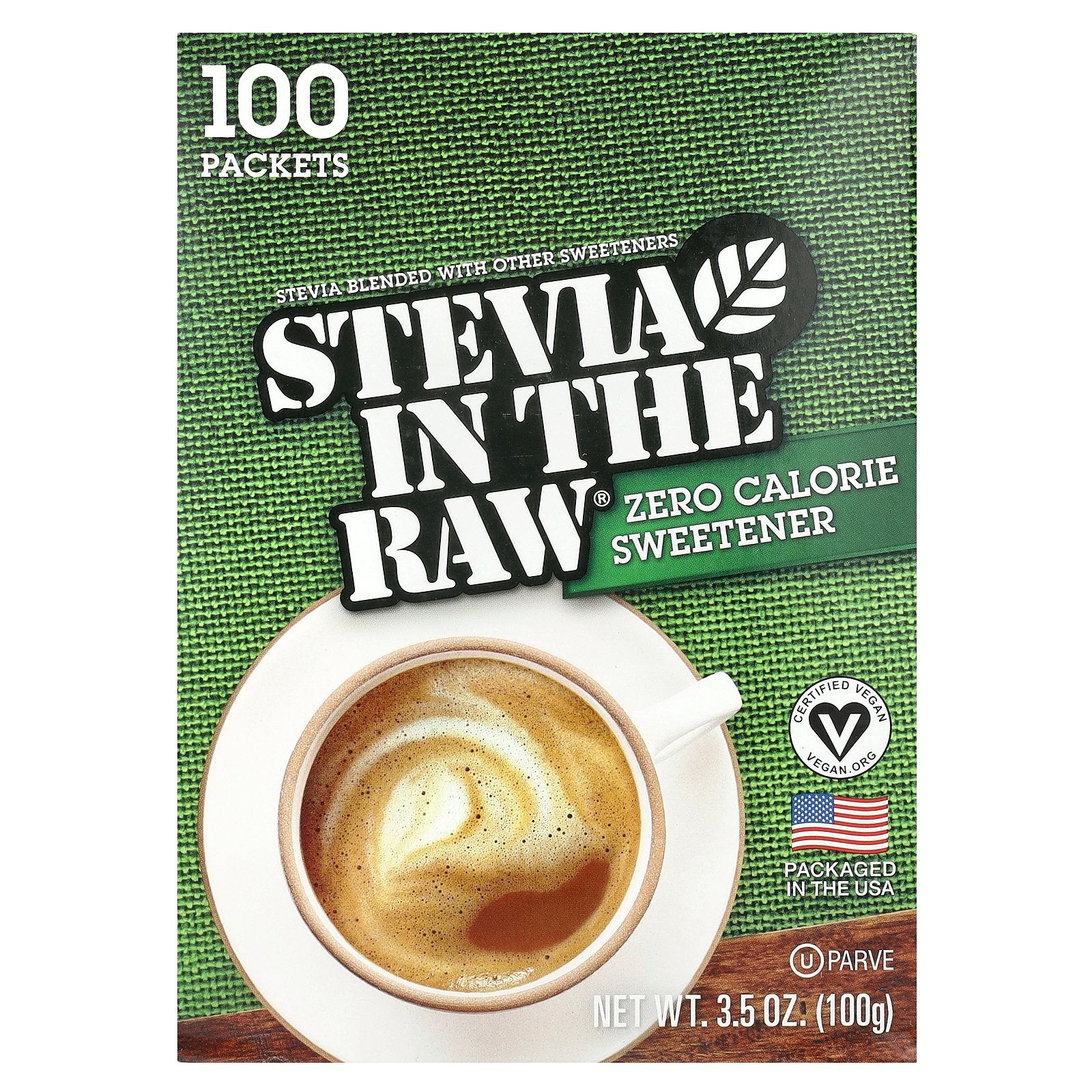 In the Raw, Stevia In The Raw®, Zero Calorie Sweetener, 100 Packets, 3.5 oz (100 g)