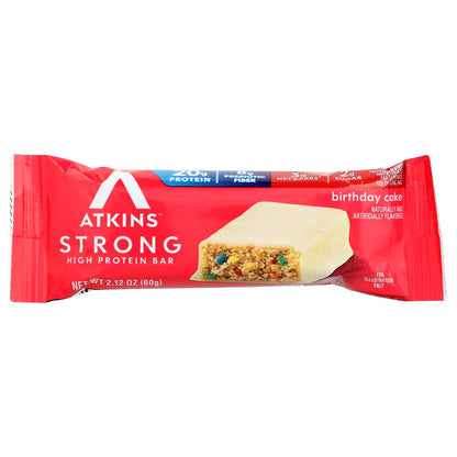 Atkins, Strong, High Protein Bar, Birthday Cake, 4 Bars, 2.12 oz (60 g) Each