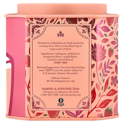 Harney & Sons, Oolong Tea, Strawberry Milkshake , 30 Sachets, 2.67 oz (75 g)