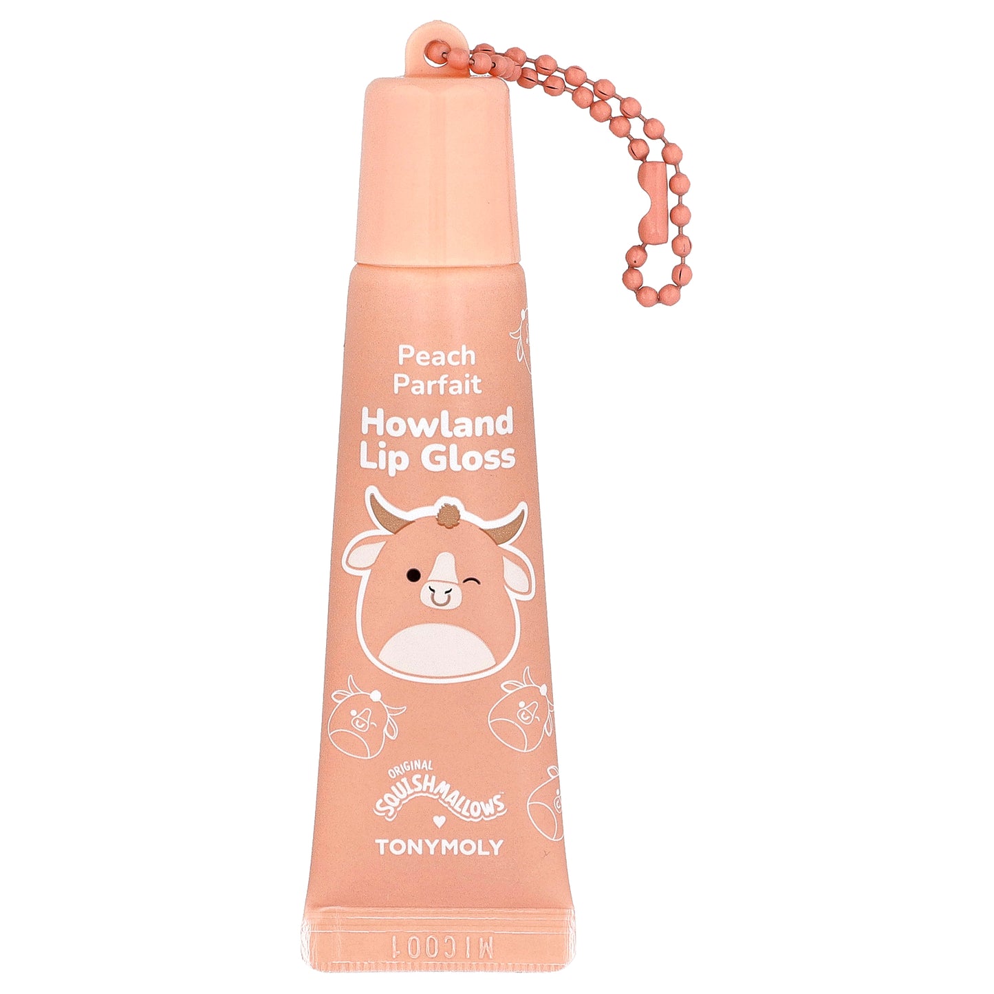 TonyMoly, Original Squishmallows™, Howland Key Chain Lip Gloss, Peach Parfait, 0.38 oz (11 g)