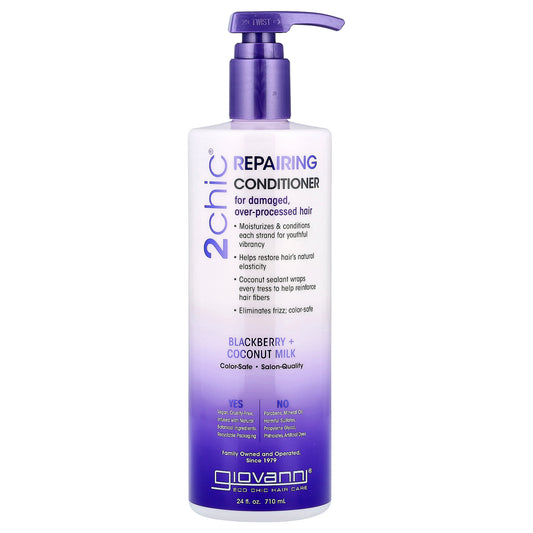 Giovanni, 2chic®, Repairing Conditioner, For Damaged, Over-Processed Hair, Blackberry + Coconut Milk, 24 fl oz (710 ml)
