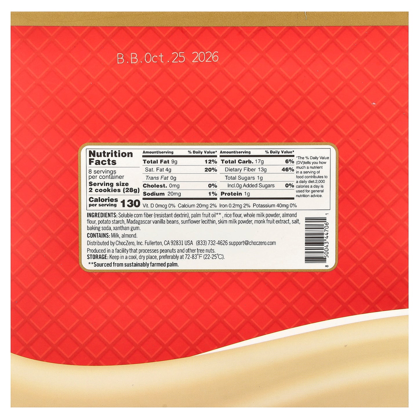 ChocZero, Premium Cookies, Wafers, Vanilla, 16 Cookies, 8 oz (224 g)