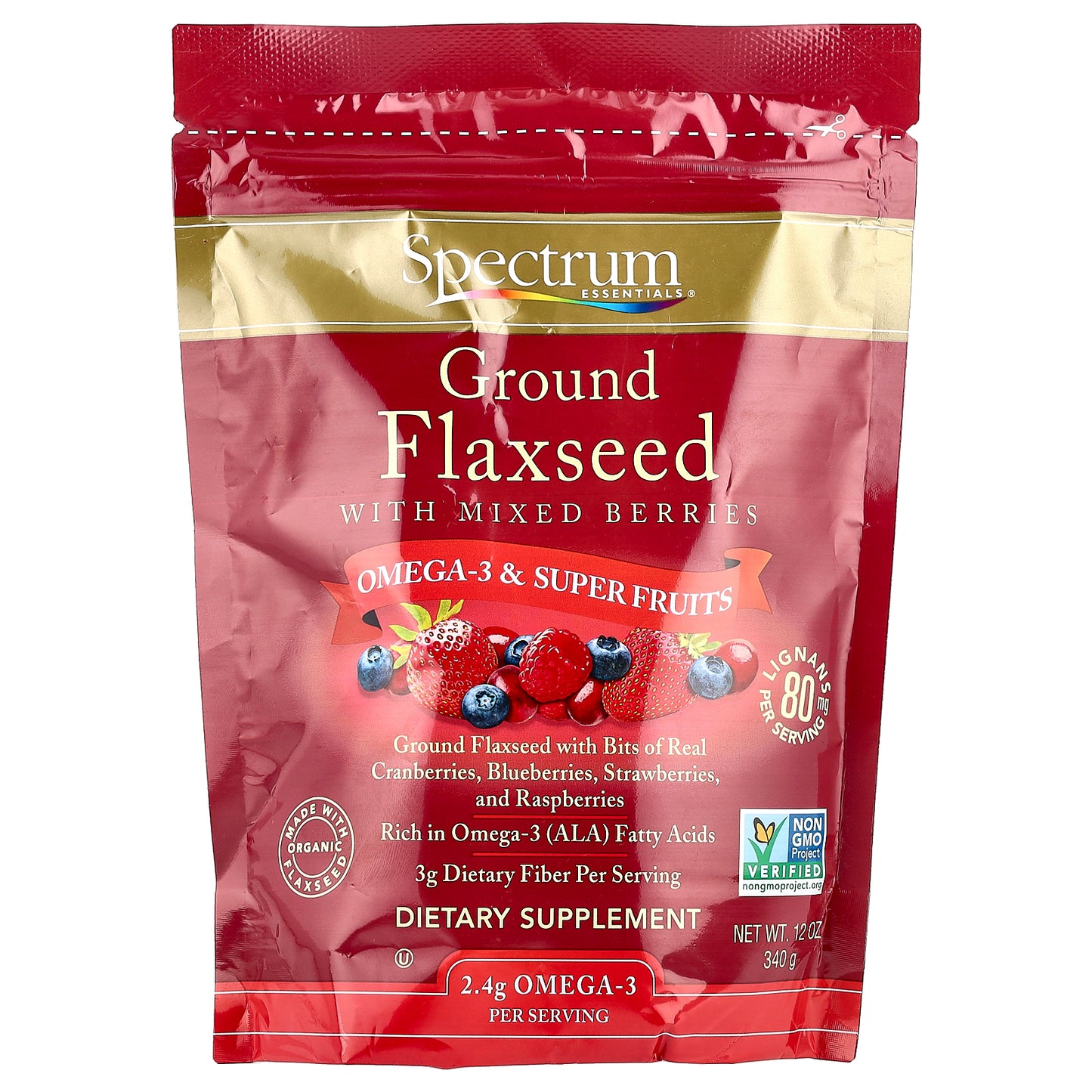 Spectrum Essentials, Ground Flaxseed with Mixed Berries, 12 oz (340 g)