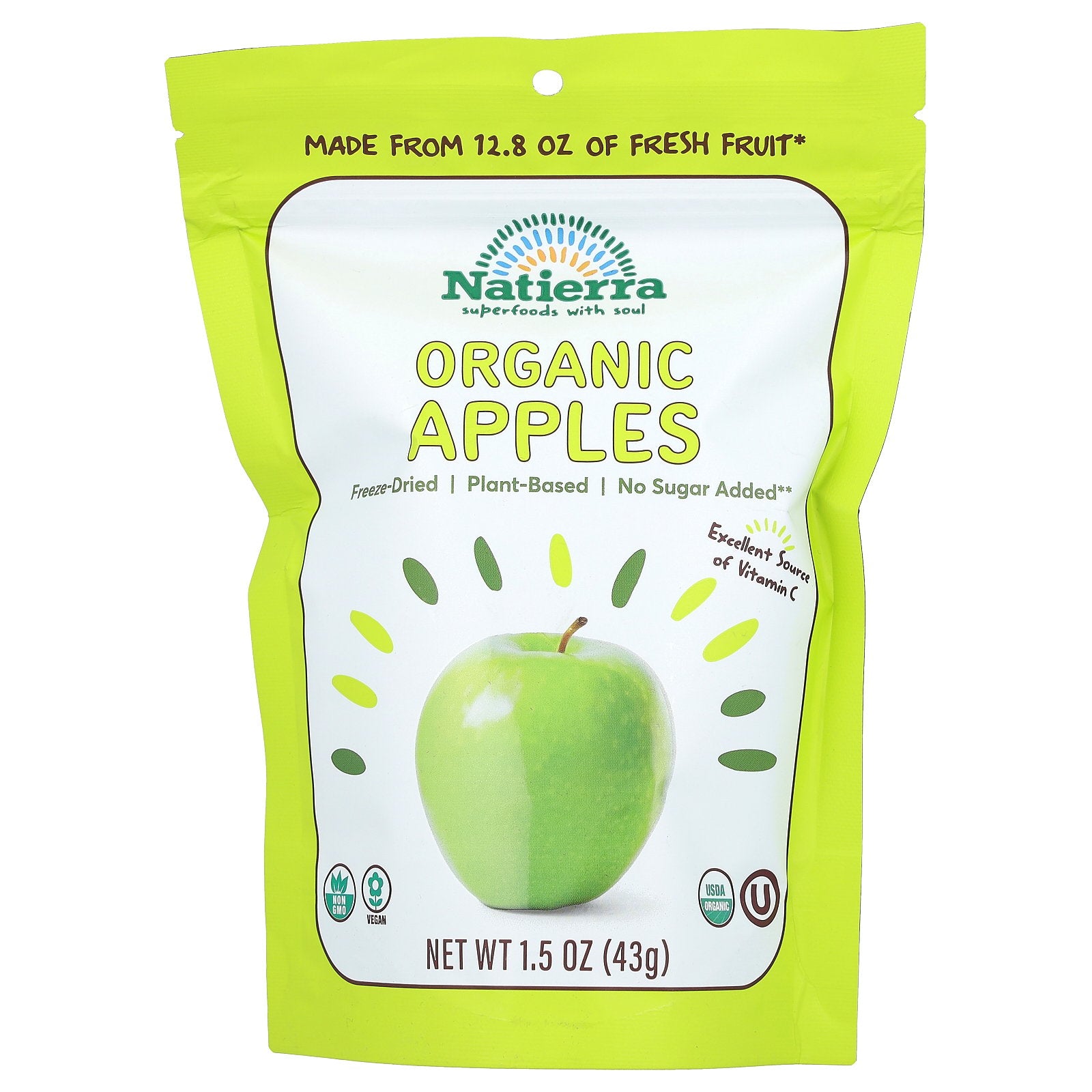 Natierra, Organic Freeze-Dried Apples, 1.5 oz (43 g)