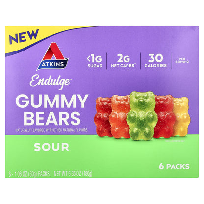 Atkins, Endulge™, Gummy Bears, Sour, 6 Packs, 1.06 oz (30 g) Each