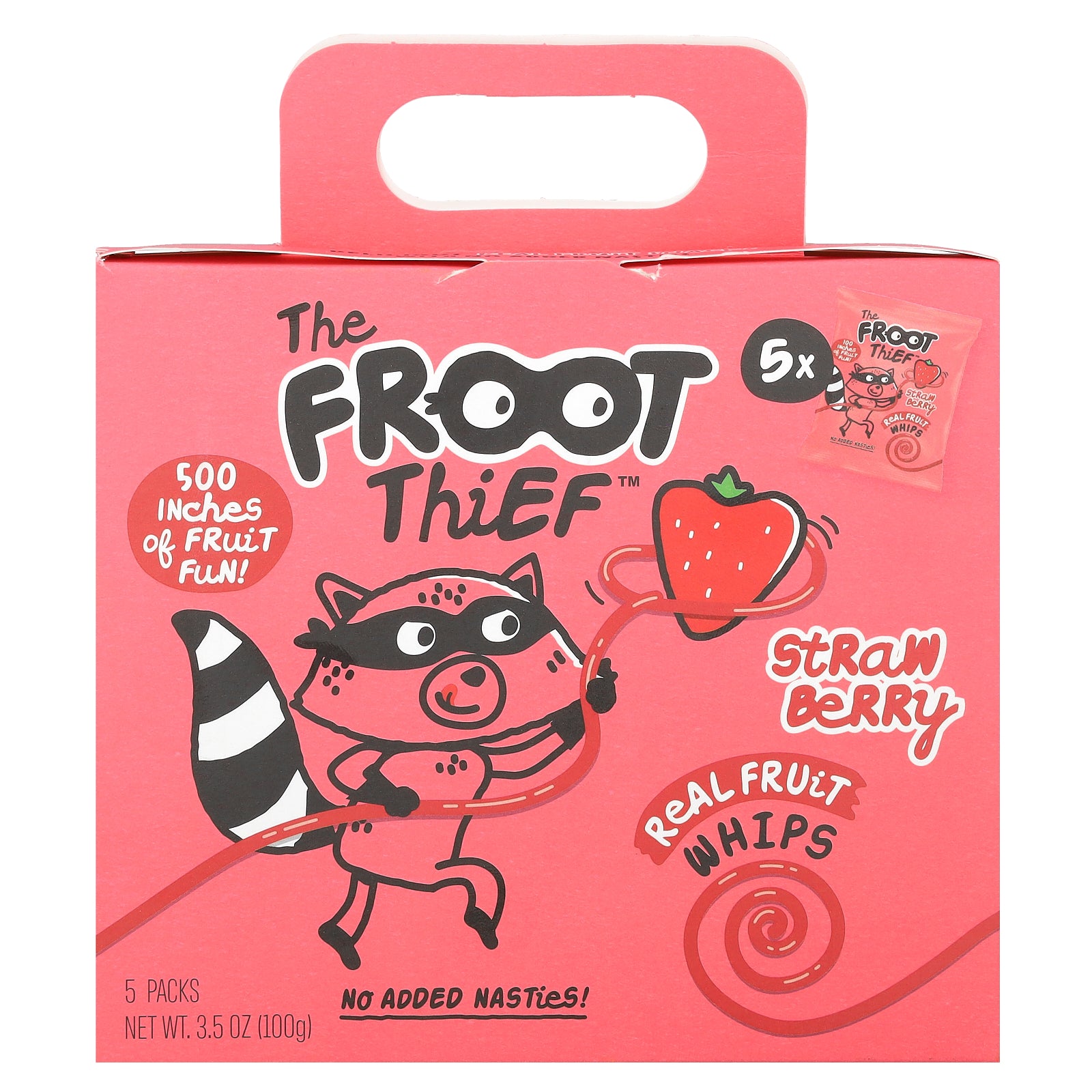 The Froot Thief, Real Fruit Whips, Strawberry, 5 Packs, 0.7 oz (20 g) Each