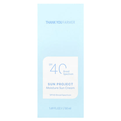 Thank You Farmer, Sun Project, Moisture Sun Cream, SPF 40, 1.69 fl oz (50 ml)